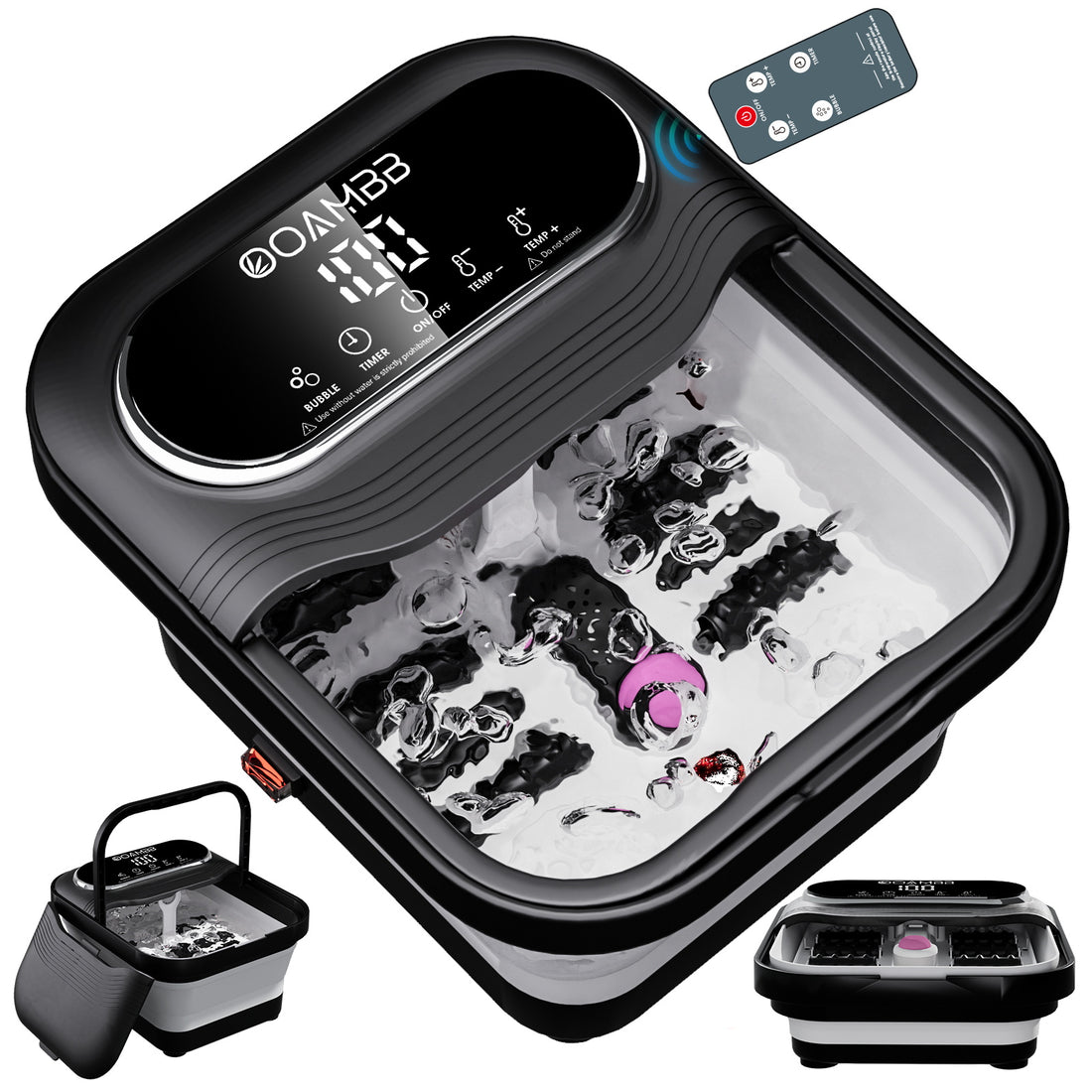 OOAMBB Collapsible Foot Spa with XL Touch Screen and Remote Control - Black main image