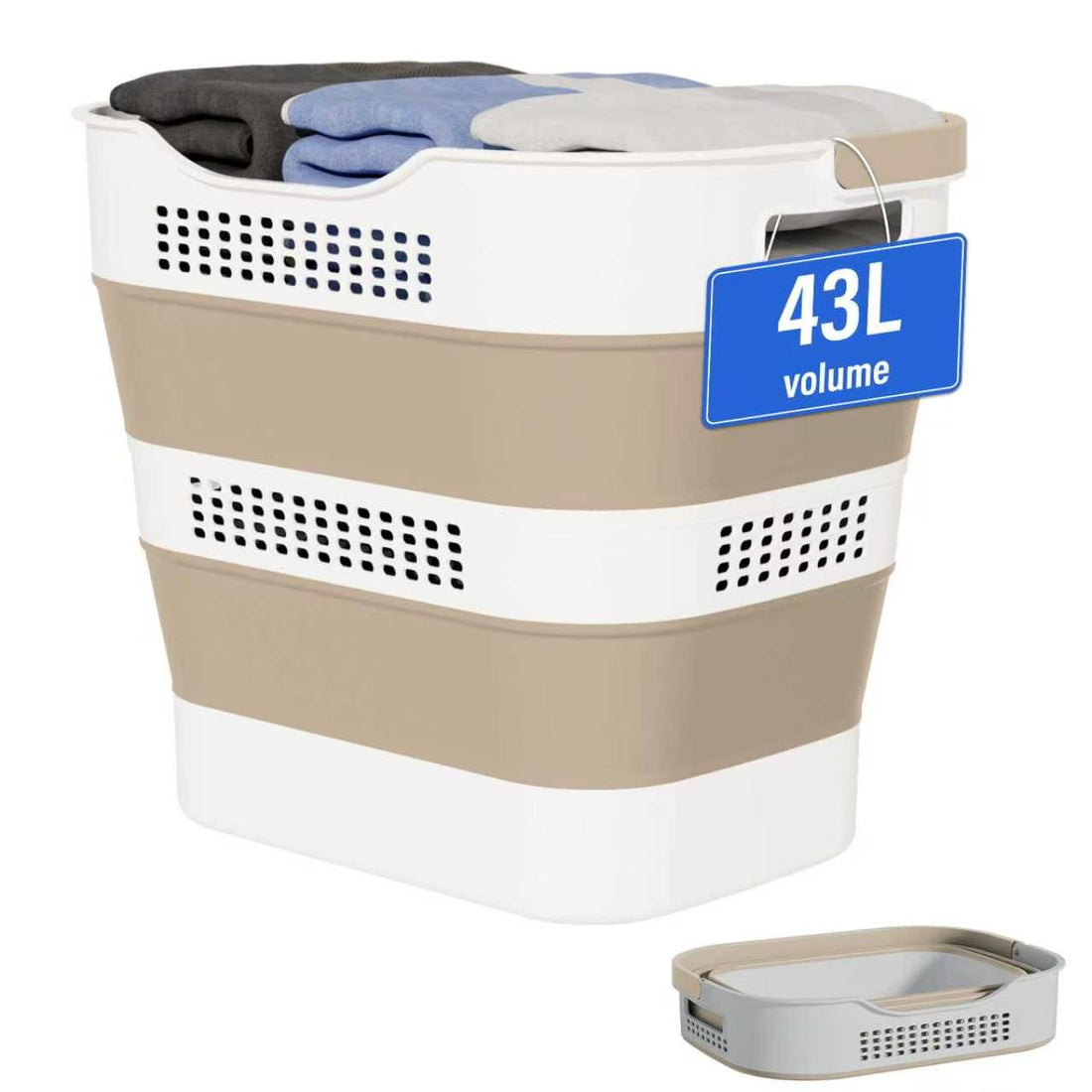 OOAMBB 43L Collapsible Laundry Basket - Beige, 1 Pack image 1