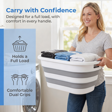 OOAMBB Large Collapsible Laundry Basket - Grey, 2 Pack image 9