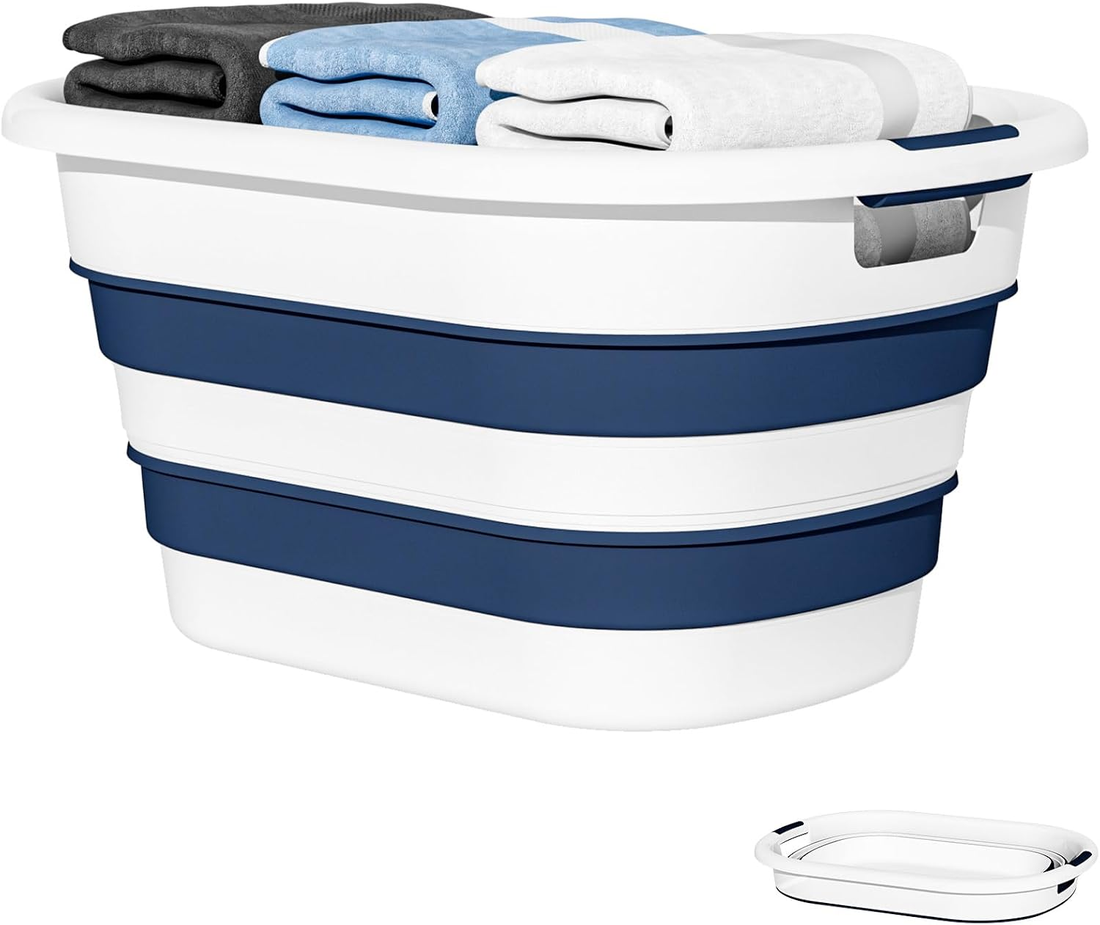 OOAMBB Large Collapsible Laundry Basket - Blue, 1 Pack image 1