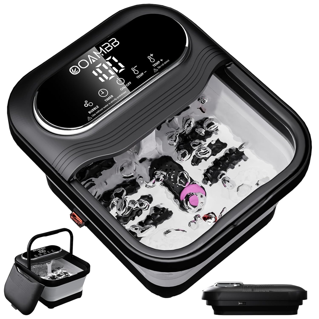 OOAMBB BE-F1200 Collapsible Foot Spa - Black & White image 1