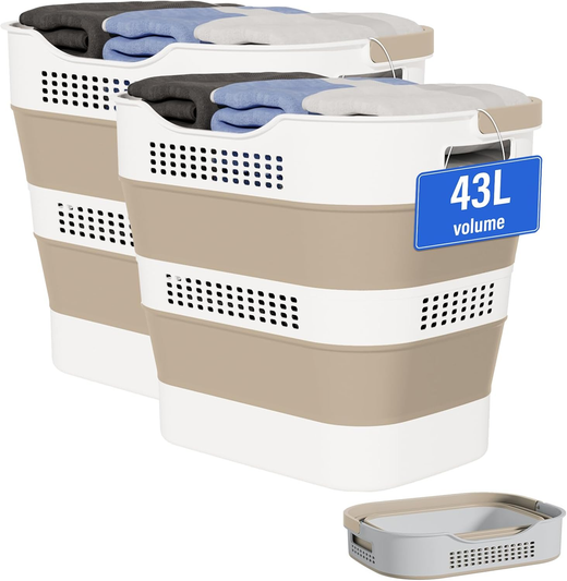OOAMBB Beige Foldable Laundry Basket 2-Pack main image