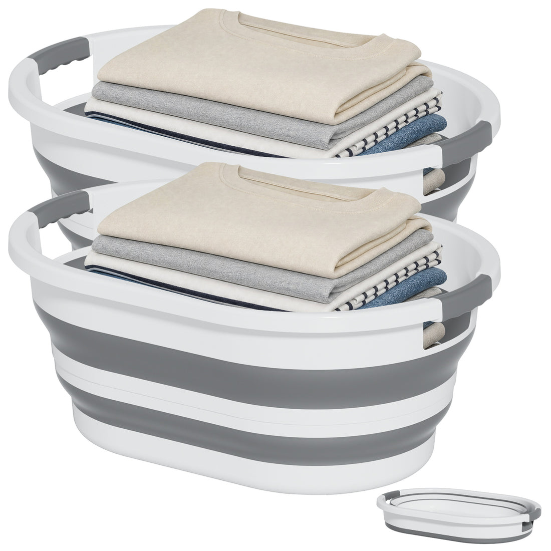 OOAMBB 43L Collapsible Laundry Basket - Grey, 2 Pack image 1