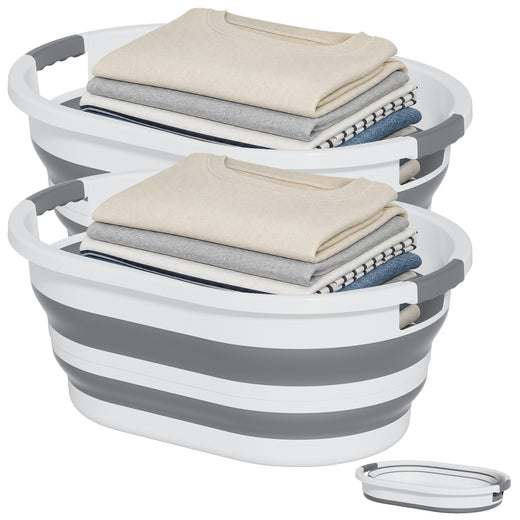 OOAMBB 43L Collapsible Laundry Basket - Grey, 2 Pack image 1