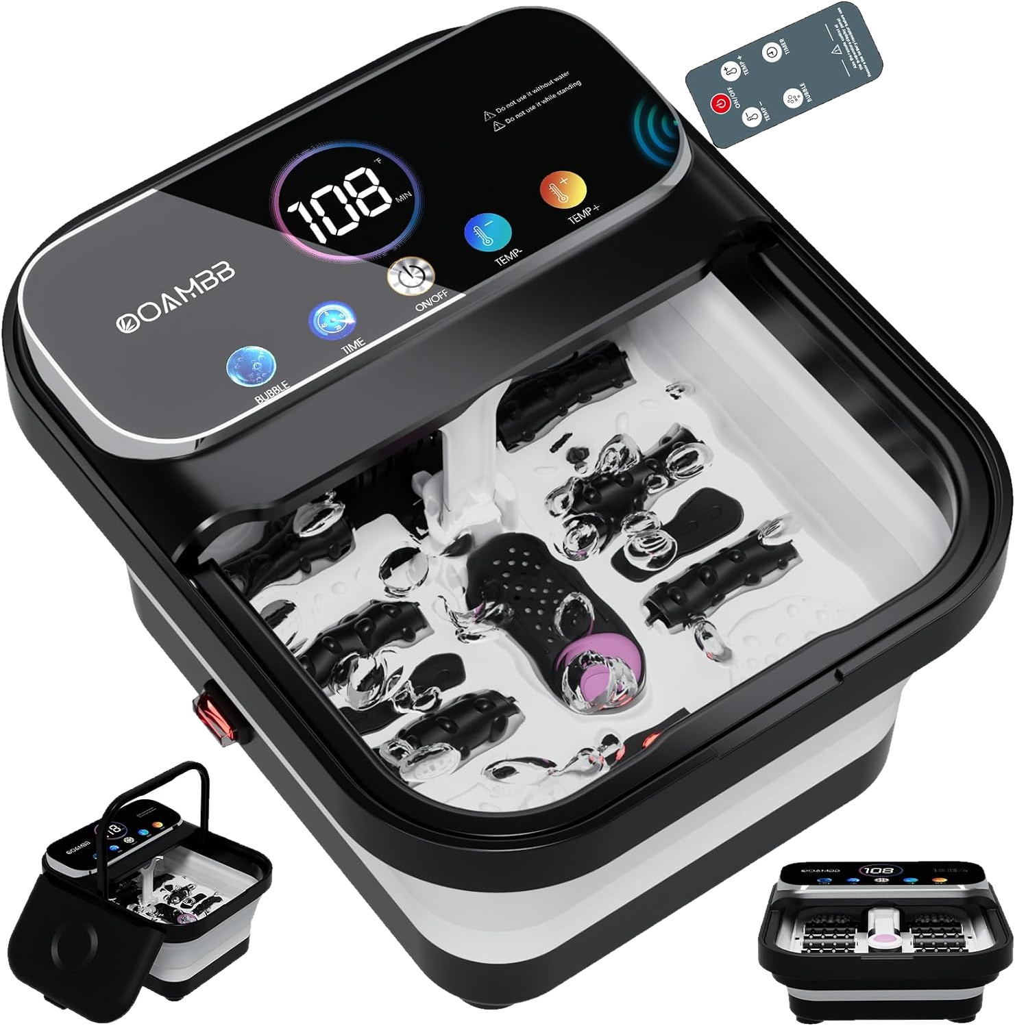 OOAMBB BE-F2200RC Remote-Control Foot Spa - Black & White