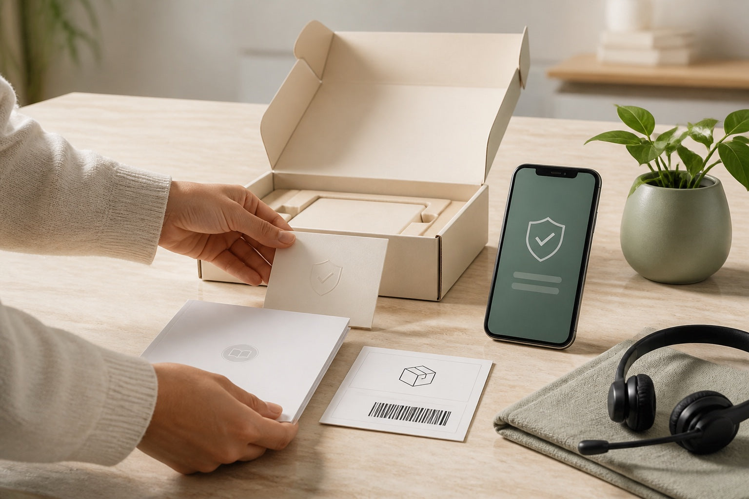 Warranty documents, product packaging, and customer support service